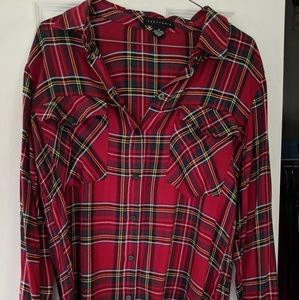 Sanctuary Snap Front Plaid Top
